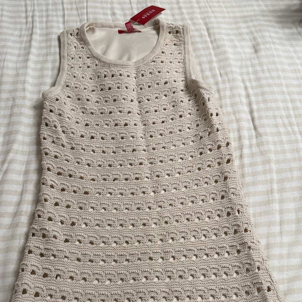 Guess Cream Crochet Midi Dress